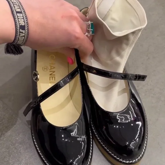 CHANEL | Shoes | Chanel Blackwhite Patent And Leather Mary
